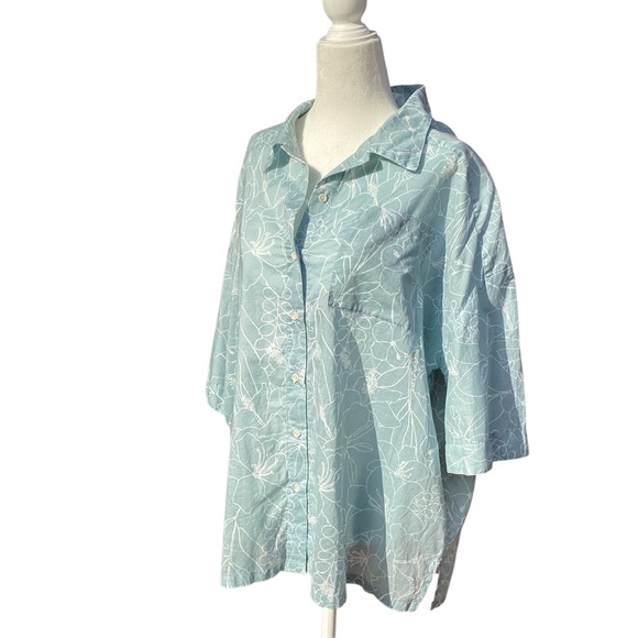 Acacia Swimwear Cotton Button up Demi shirt in Moorea Blue Floral - Picture 4 of 10